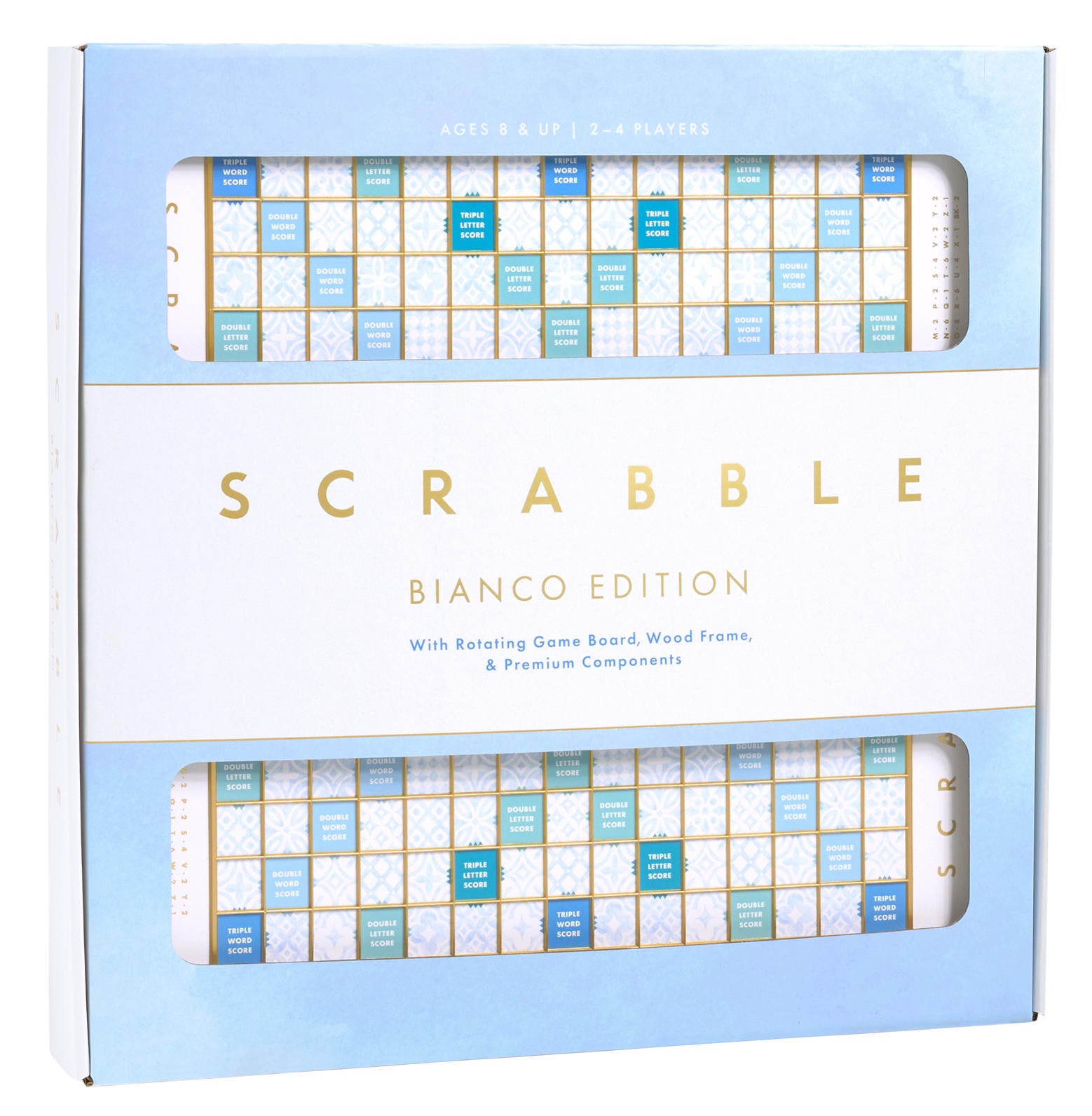 Scrabble Bianco Edition board game featuring a rotating game board.